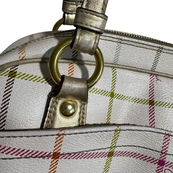 Coach Multicolor Plaid Signature PeytonTattersalll Satchel with Gold - Preowned - Picture 4 of 15